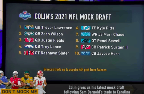 Colin Cowherd's Updated 2021 NFL Mock Draft: Post Sam Darnold Trade